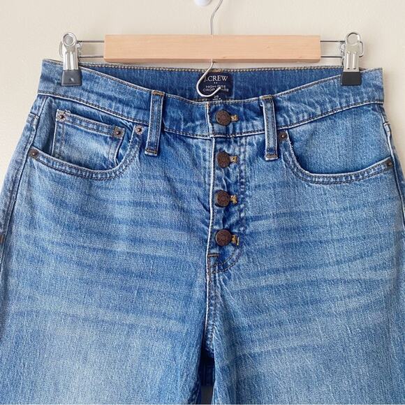 J. Crew Factory | High Rise Crop Flare Jeans Denim Button Fly Blue Size 26 - Picture 3 of 6